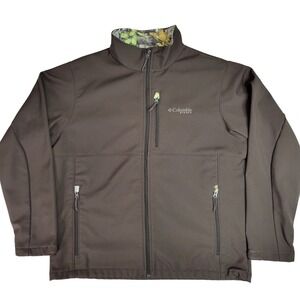 Columbia PHG Mens XL Brown Softshell Hunting Jacket Full Zip Camo